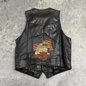 Vintage Park V Biker Harley Davidson Leather Vest